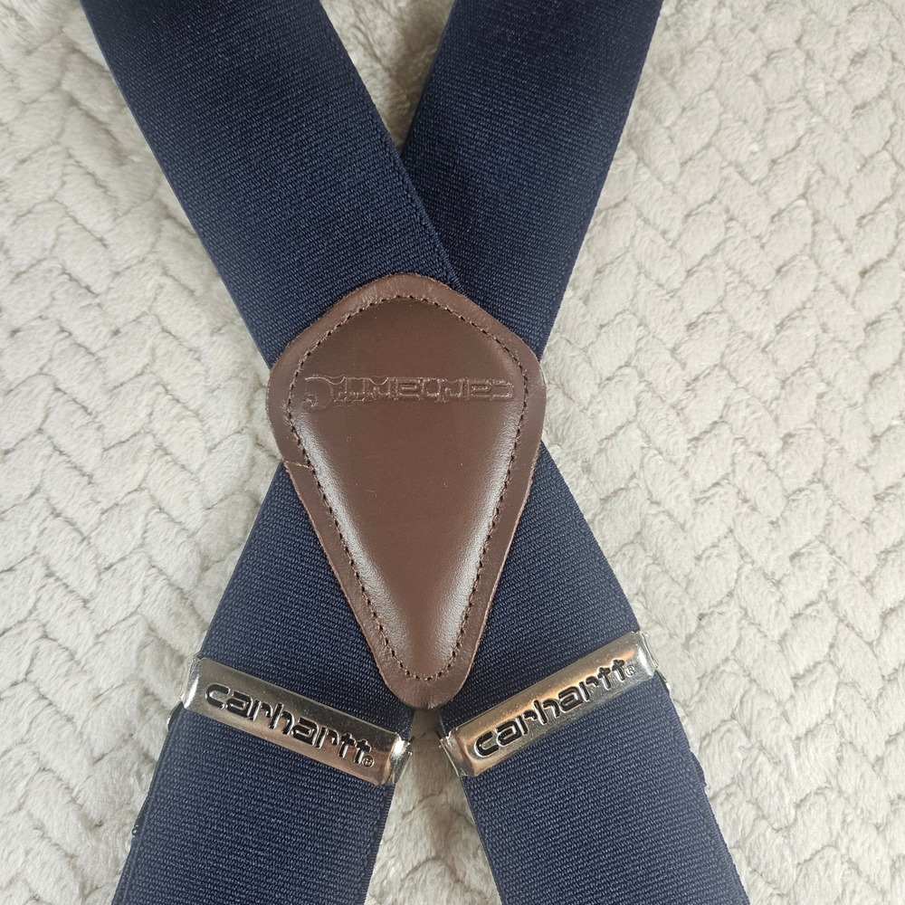 Carhartt Mens Heavy Duty Work Suspenders Navy Blue X-Back Metal Clip-On 2286